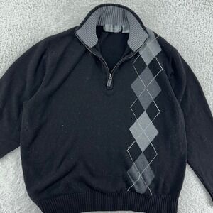 OSCAR‎ DE LA RENTA 1/4 ZIP ARGYLE KNIT SWEATER Men's LARGE